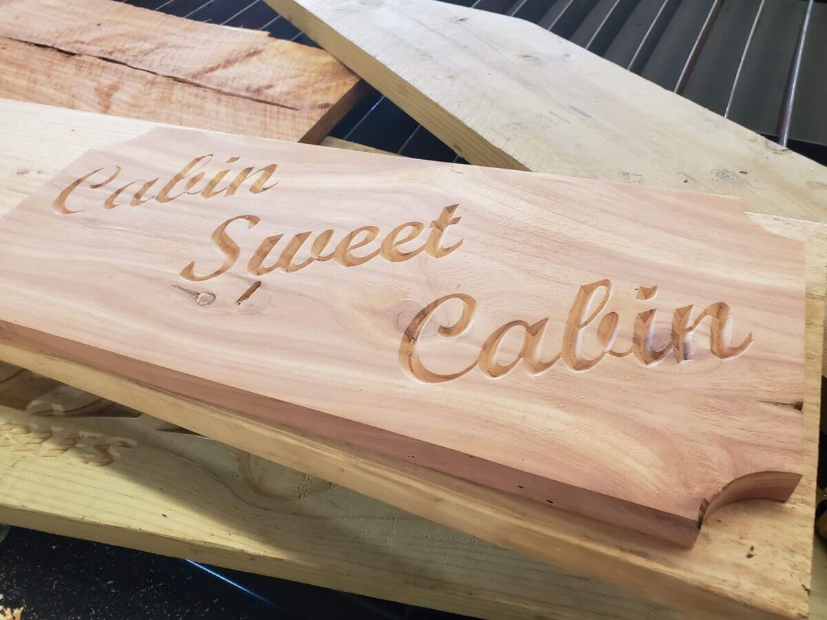 wood sign made on a cnc plasma table with router