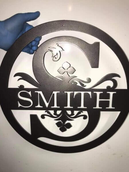 custom last name sign from a plasma table