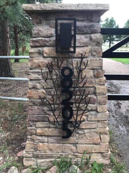 metal art decor of house number
