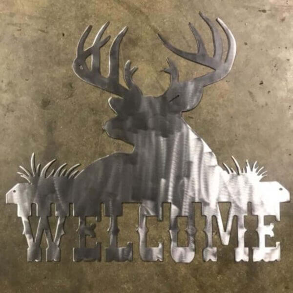Custom welcome sign with deer