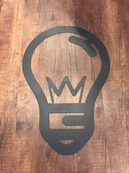 Custom light bulb metal sign