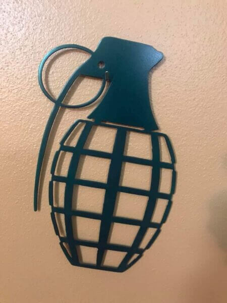custom metal grenade sign
