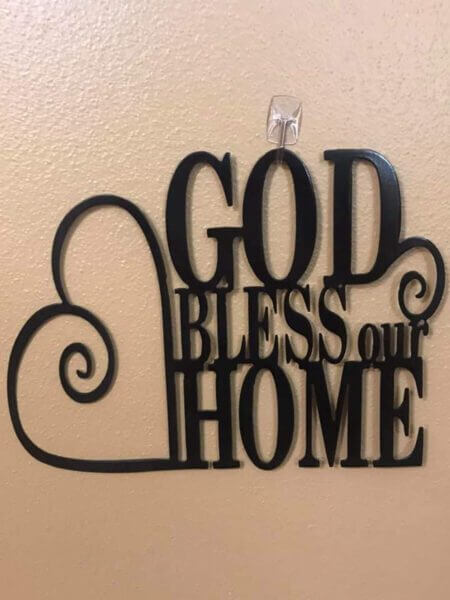 God bless our home metal sign