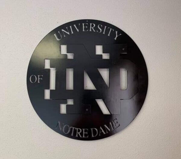 University of Notre Dame metal sign