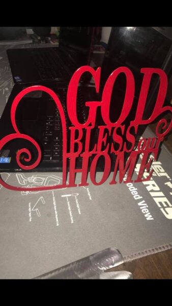 God Bless our Home metal art sign