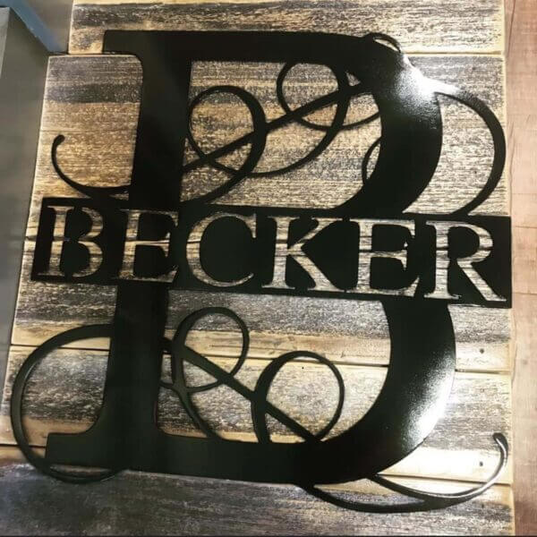 custom art sign made with someone's name