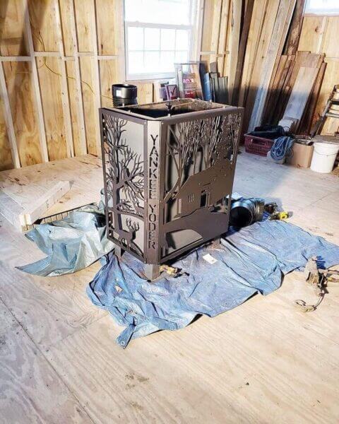 Custom Decorative Metal Shield Wood Burner
