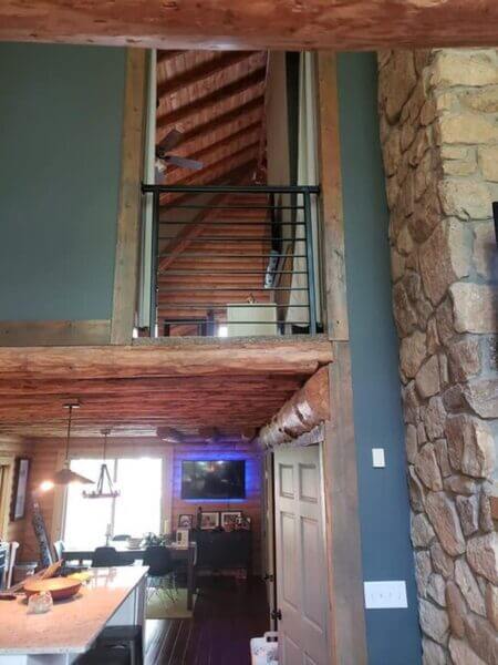 Custom Metal Railing Log Home Rustic Contemporary