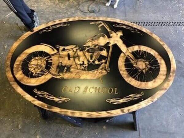 Custom Old School Motorcycle Metal Sign