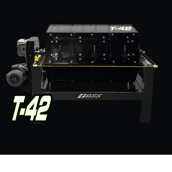 Graphic with black background showing the Boss T 42 Tumbler